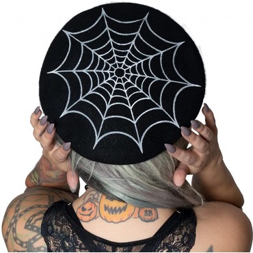 kreepsville 666 Spider Web Beret Hat Black - BQJEZAGZZ