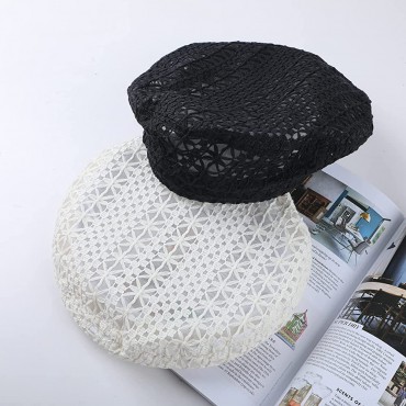 MULIMU Summer Lightweight Hollow Out Crochet Berets Artist Hat French Lace Beret Hat for Women - B1Y9OSNOC