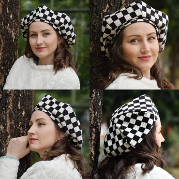MULIMU Wool Berets Fall Winter Fashion Grid Beret French Beret Artist Hat for Women - BL9WYL1X2