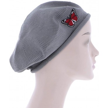 Red Butterfly on Beret for Women 100% Cotton - BDCBE0QPO