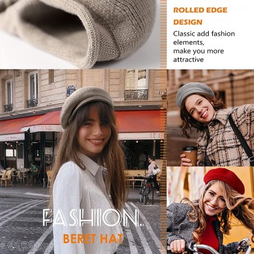 SONMONY Knitted Berets for Women Winter Fall French Hat with Little Tail Solid Color Slouchy Beanie Cap Artist Painter Hat - B9TC53OP4