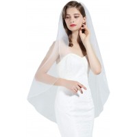1 Tier Wedding Bridal Veil Pencil Edge Ivory White Fingertip Cathedral More Length - B3PV3SDO2