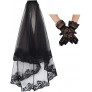 Black Lace Veil jiebor Bridal Wedding Veils Halloween Veil With Comb and Gloves - BKEPAEJ1H