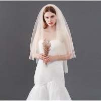 Brinote Women's Champagne Veils 2-Tier Bride Wedding Veil with Comb Short Hip Length Bridal Veils Soft Tulle Hair Accessories for Brides Champagne - BYYB8NG1G