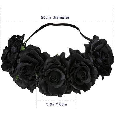 Day Of The Dead Headband Halloween Floral Headband Wedding Rose Flower Crown - BMUY5ZT13