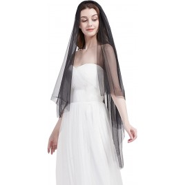 Double Layer Tulle Bridal Veil 2 Tier Sheer Wedding Veil with Comb - B92LYWGZP