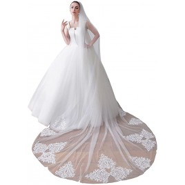 EllieHouse Womens 1 Tier Cathedral Lace Wedding Bridal Veil With Metal Comb X53 - BH97WX7NA