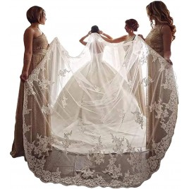 Faiokaver Wedding Veils with Sequins Lace 1 Tier Ivory for Bridal with Comb - BIAMBKGOP