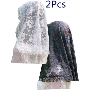 Grettytling Mantilla Church Veil Scarf For Catholic Woman Church Veil Chapel Veil Head Covering Mass Veil D Shape - BWW8TQCJB