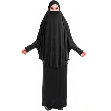 khalat Islamic Niqab Hijab Women Muslim Prayer Khimar Long Hair Cover Abaya Hijab-One Piece - B6DLU1X6M