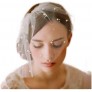 Olbye Bridal Wedding Birdcage Veil with Comb Short White Lace Veil 1T Bride Veil Bridal Pearl Birdcage Veil for Tea Party Fascinator Prom Veils - B45WVN7VZ