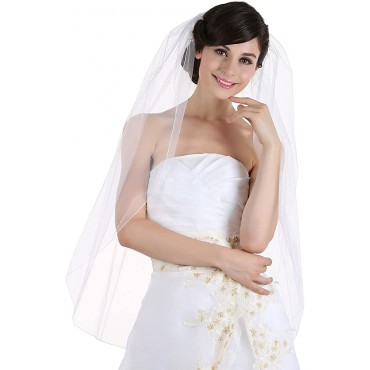 SAMKY 1T 1 Tier Pencil Edge Bridal Wedding Veil All Lengths 30 36 45 60 72 90 108 - BTNIUUYR8