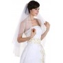 SAMKY 2T 2 Tier Handmade Clear Crystal Beaded Edge Bridal Wedding Veil - BOH3D4Y6U