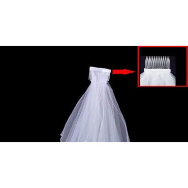 Single Layer Wedding Veil Lianshi Bridal Veil Lace Embroidery Lace Edge Bride Supplies 3M with Comb Off White - BP0YK1Q7W
