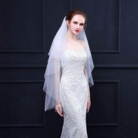 Ursumy Layered Wedding Veil Hip Length Veil 2 Tier Soft Tulle Bridal Veils with Comb Ivory - BNOOCXWYA