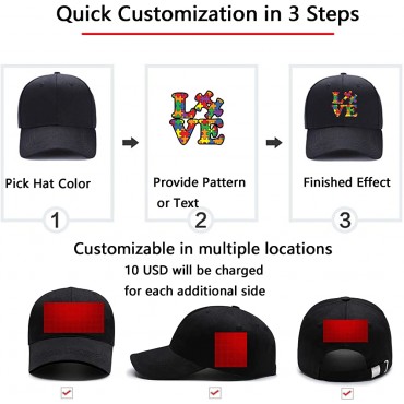 Custom Embroidered Hats Personalized Hat Customize Cotton Baseball Cap Custom Adjustable Trucker Hat for Men & Women 10 Pack - BV8FU5Z47