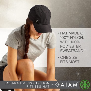 Gaiam Solara Athletic Hat for Women with UV-Protection Quick Dry Adjustable Running Cap with Moisture Absorbing Sweatband - BZXCKFH36