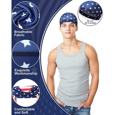 Handepo 12 Pcs American Flag Cooling Skull Cap Sweat Wicking Helmet Liner Running Hat Motorcycle Beanie Cycling Cap Liner - B38MW3COT