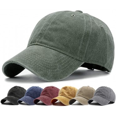 HH HOFNEN Men Women Washed Distressed Twill Cotton Baseball Cap Vintage Adjustable Dad Hat - B5I6C2BRI