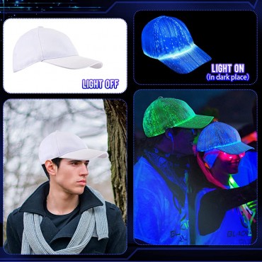 LED Hat Light up Baseball Cap 7 Colors Luminous LED Light Baseball Cap Flash Glow Party Hat Fiber Optic Cap for Men Women Glow in Dark Party Supplies - BHMRAKAUU