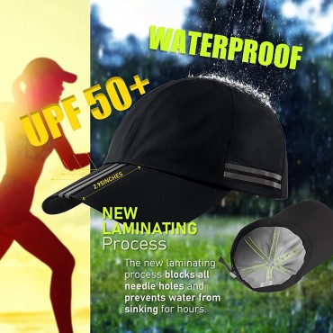 Men Waterproof Baseball Cap Reflective Outdoor Cap for Women's UPF 50+ Unstructured Sport Running Hat - BZCRTI6R2