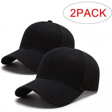 NPQQUAN 2 Packs Mesh Trucker Hats Stiff Structured Front Panels Baseball Golf Dad Cap for Men Women - BMOHZ0TU2
