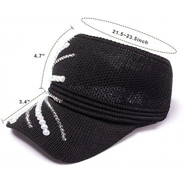 RITUMO Studded Rhinestone Crystals Ponytail Hat Bling Mesh Baseball Caps for Women Fashionable Open Top Sun Hats - BDTS4D58G