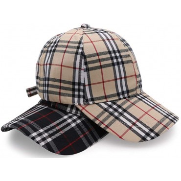 Ruinuo Unisex Fashion Baseball Caps Adjustable Plaid Cotton Retro Sun Hat - BVLGAR9VE