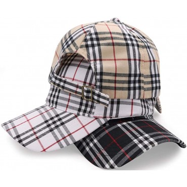Ruinuo Unisex Fashion Baseball Caps Adjustable Plaid Cotton Retro Sun Hat - BVLGAR9VE