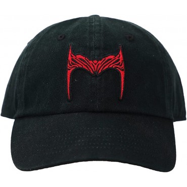 Scarlet Witch Head Piece Embroidery Black Cotton Twill Adjustable Hat - B829TMGK2