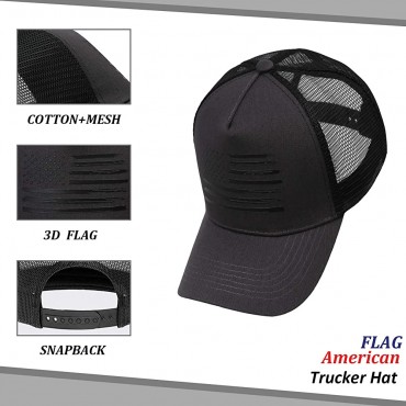 VIONLAN Baseball Cap American Flag Trucker Hat for Men Women 3D Embossed Logo Adjustable Outdoor Mesh Snapback Hat - BV6JEN04C