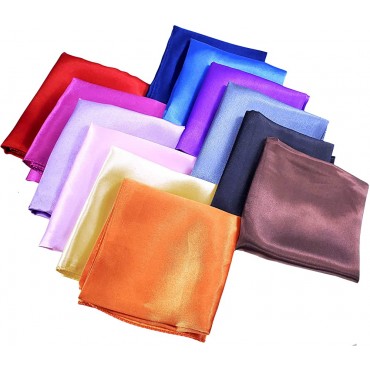 12 Set Mixed Designs Small Square Satin Womens Neck Head Scarf Scarves Bundle - BW0TAL088