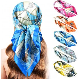 5PCS Large Satin Hair Scarf Silk Head Scarf for Women Wraps Headscarf for Sleeping Headscarf Bundle 35 x 35 inches - BLMYTECMD
