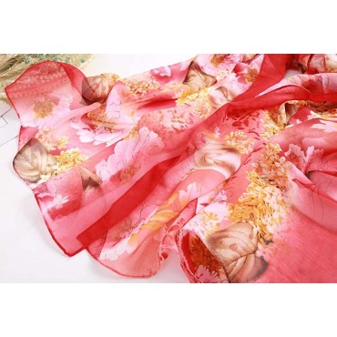 Acotavie Women's Chiffon Scarf Lightweight Scarves Fashion Floral Print Scarfs Shawl for Ladies and Girls - BM9E28GDV