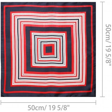 Allegra K Lady Dark Blue Red White Stripe Print Kerchief Square Neck Scarf Wrap - BRE77572Z