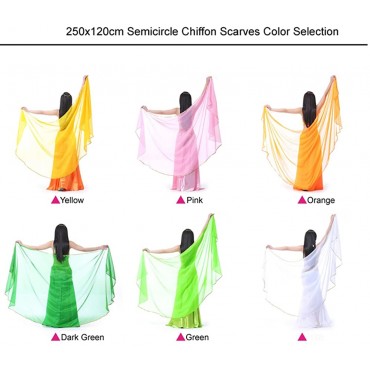 Lightweight Semicircle Chiffon Hand Scarf Belly Dance Costume Outfit Hip Scarf Sequin Trim Shawls Veils - BXIXFA5Q9