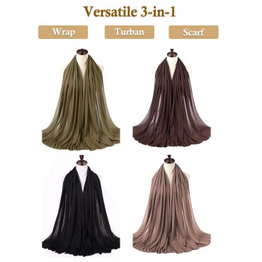 Nonbongoy 4PCS Head Wraps for Black Women Stretch Turban Headwraps Scarf Soft Hijab Hair Wraps Jersey Head Scarf for Locs Braids - BFKOLE4I0