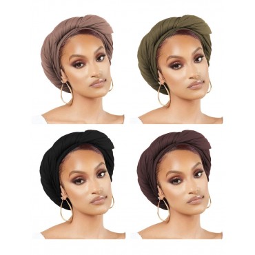 Nonbongoy 4PCS Head Wraps for Black Women Stretch Turban Headwraps Scarf Soft Hijab Hair Wraps Jersey Head Scarf for Locs Braids - BFKOLE4I0
