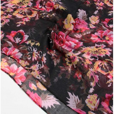 Scarfand's Lightweight Fashion Scarves Rose Floral Prints Head Wraps - BHRKKARE1