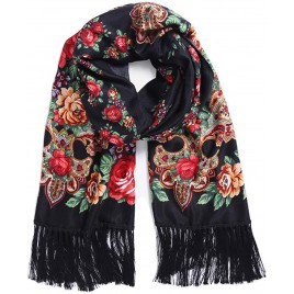 Traditional Tassel Exotic Wrap Printed Scarf for Women Warm Soft Large Long Rectangular Fashion Scarves - B4624KRVG