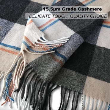 100% pure Cashmere Scarf with Fringed Edges Super large size for Men and Women,Warm & Soft,Colors Available in Solid Plaid - B59G9UKXI