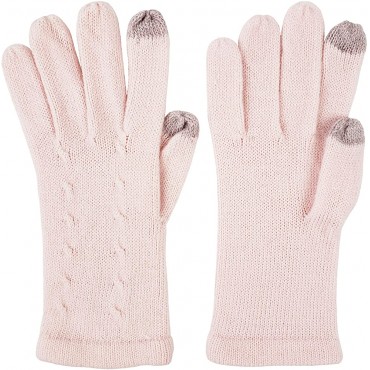 Bruceriver Women's Knit Scarf & Glove Set Touchscreen Function Cashmere Feel Cable Design - B2EJU4HM7