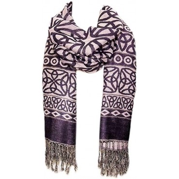 Celtic Weave Scarf Irish Style Scarf Purple - B5HWDO554
