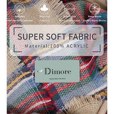 Dimore Trendy Plaid Blanket Scarf Women Big Oversized Long Scarves Warm Winter Tartan Checked Shawl Wrap Scarf Gift - BYN9EUTCO