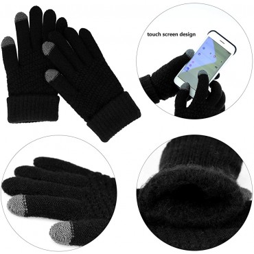 Dxhycc Winter Warm Sets Knitted Beanie Hat Touch Screen Gloves Plaid Scarf and Earmuff for Men or Women - BOF6HD4HN
