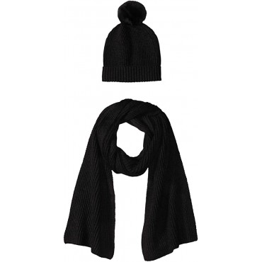 Essentials Women's Pom Knit Hat and Scarf Set - BGHOCDP7C