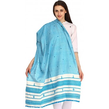 Exotic India Shawl from Kutch with Embroidered Mirrors - BMW508DLG