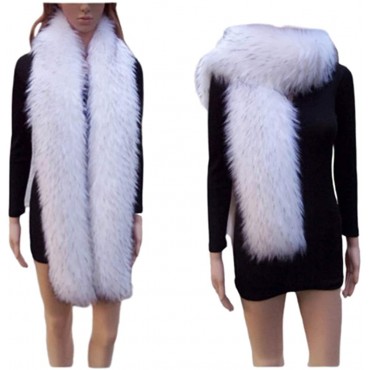 LDFWAY Long Men Women Faux Fur Collar Winter Warm Wrap Stole Scarf Shawl Shrug - B1L6D9DHM