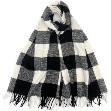 PCIQUTE Women Scarves 70.8 × 27.5inch Fashion Long Shawl Big Grid Winter Soft Large Blanket Scarf for Women - BXJXCFQD0