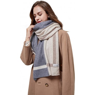 RIONA Women's 100% Australian Merino Wool Cold Weather Scarf Knitted Soft Warm Neckwear Wrap Shawl - B8PLEEMMD